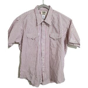 Ruddock Shirt Mens 2XL Red Stripe Short Sleeve Snap Western Extra‎ Long Tail